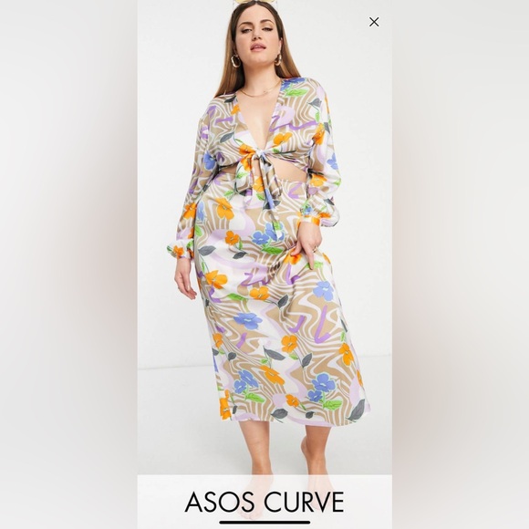 ASOS Curve satin two piece - retro chic - size 18 / 20 - Picture 5 of 5